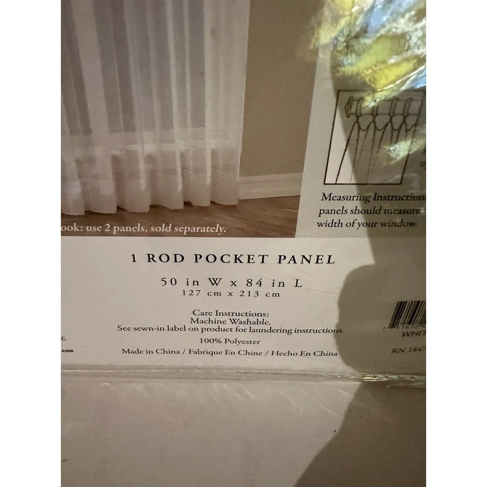 BED BATH & BEYOND WHITE CRUSHED VOILE SEMI SHEER 2 PANELS CURTAINS 50 X 84 NEW